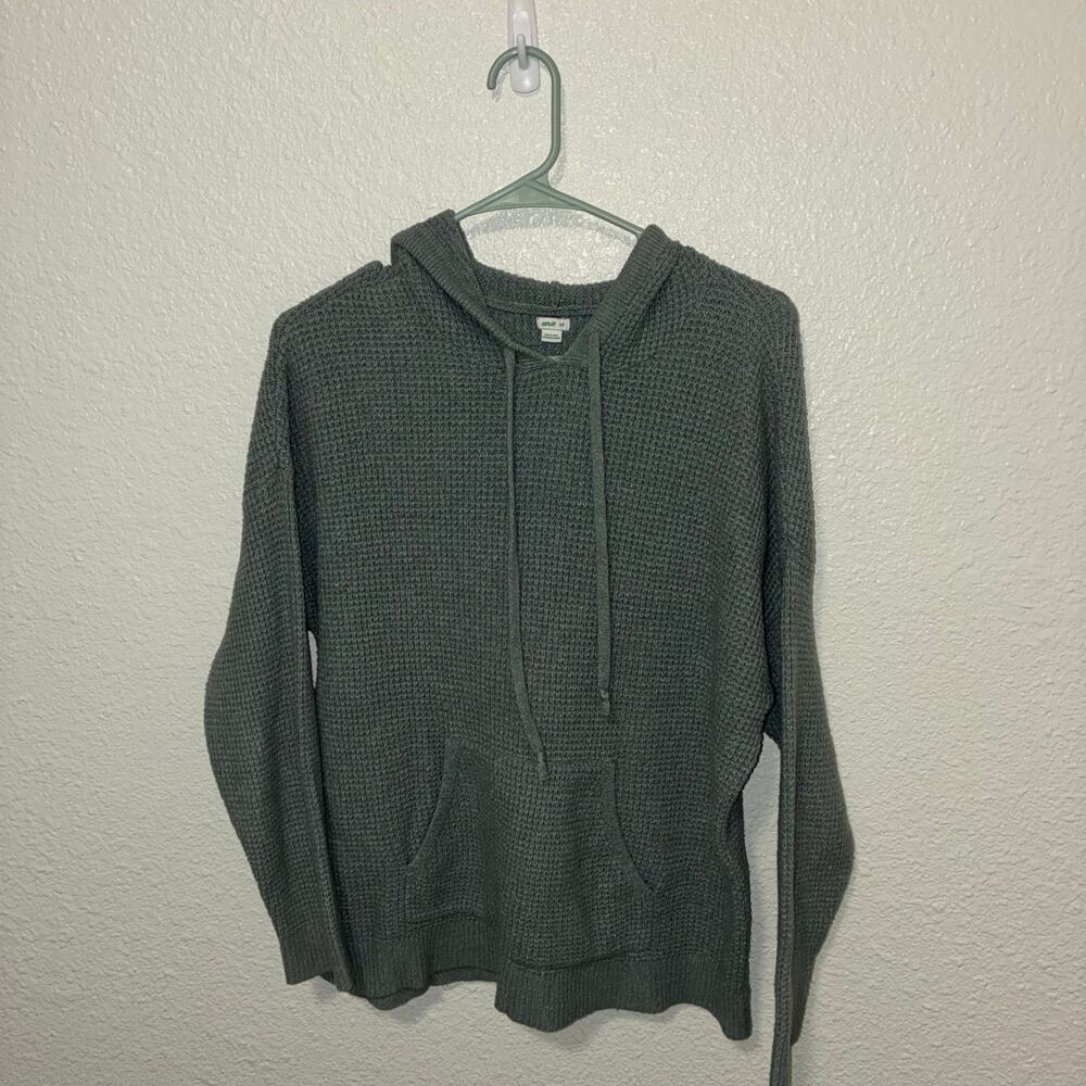 Aerie Women's Taupe Green Hoodie Sweater Waffle Knit Size S